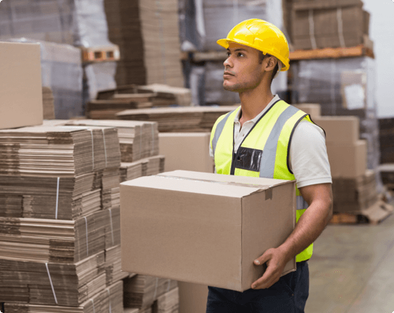 A man carrying a box