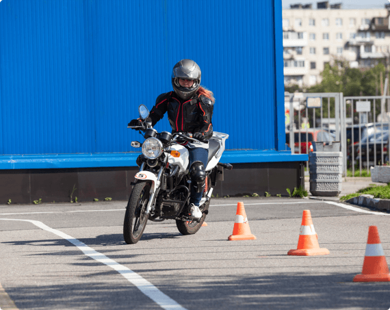 Motorcycle Safety img 1 (1) A woman taking motorcycle safety training courses