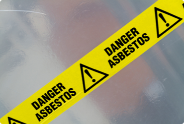 Safety tape warning of asbestos 
