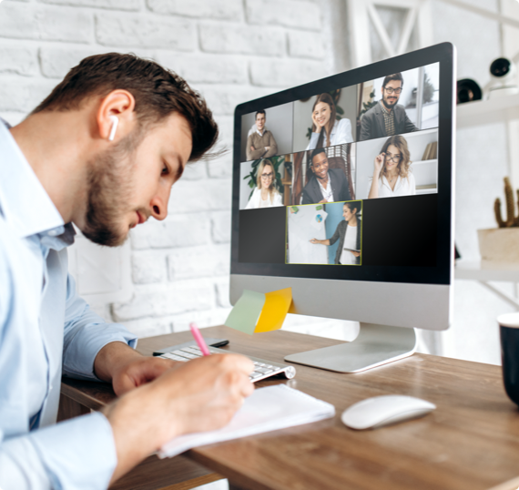 Online Ergonomic Assessment Worker doing an online ergonomic assessment