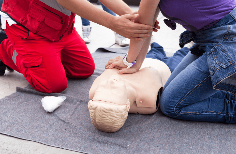 CPR training in class